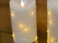 Small Wax Candle with wrap around lights