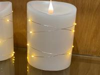 Medium Wax Candle with wrap around lights